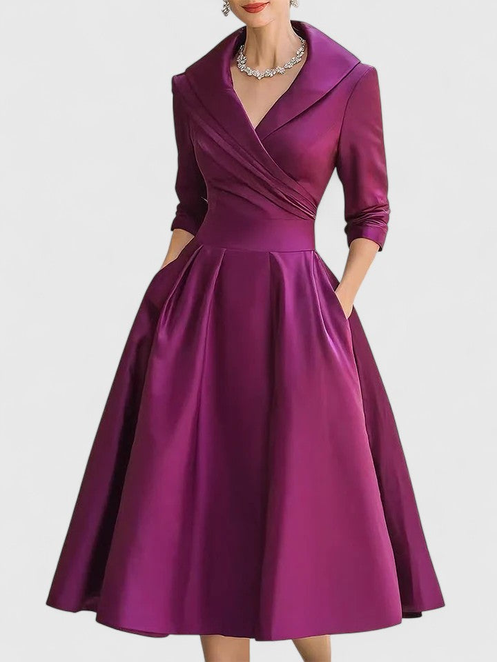 Women's Midi Dress Satin side pockets