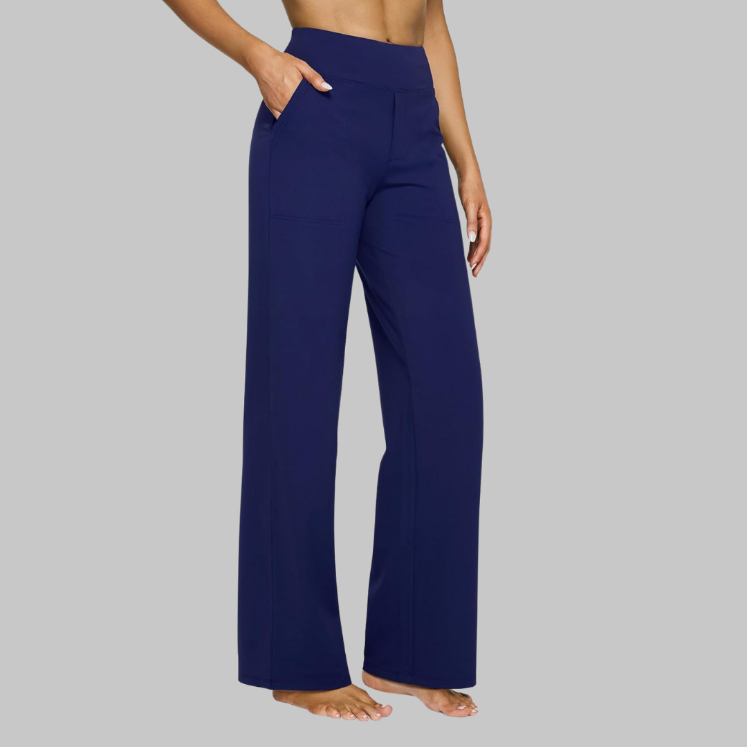 Women's Straight-Leg Trousers Soft Jersey Elastic Waist