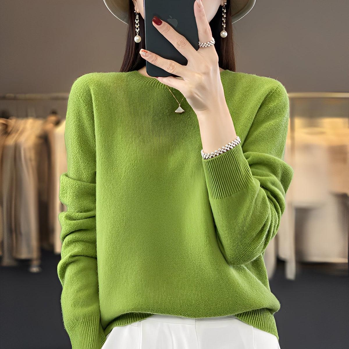Women's Knit Sweater Round Neck Sophisticated Cut