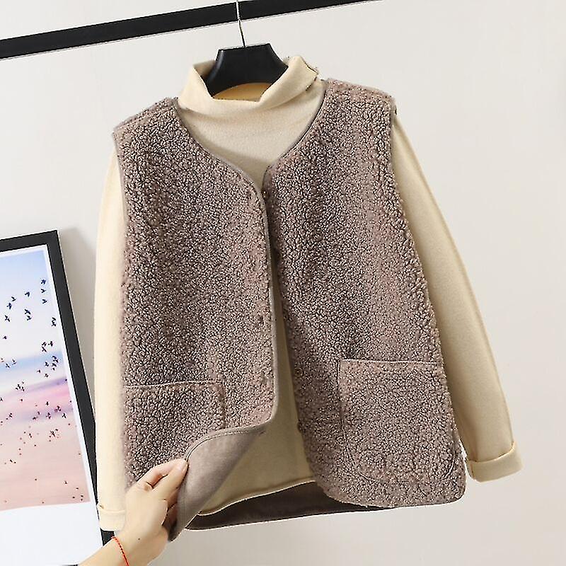 Gilet da donna in lana d'agnello, smanicato e abbottonato