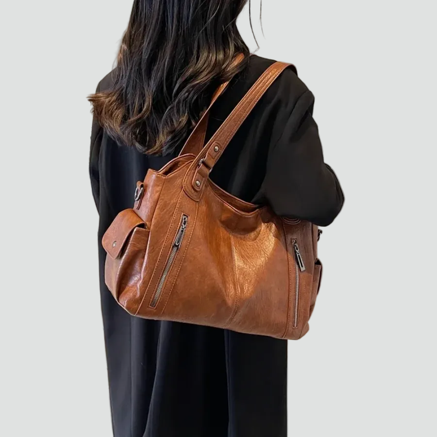 Ampia borsa tote da donna a spalla in pelle sintetica