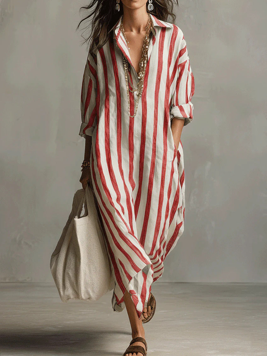 Women's Maxi Dress Linen side pockets