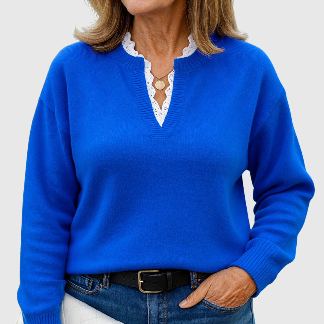 Pull pour femme avec bordure en dentelle  