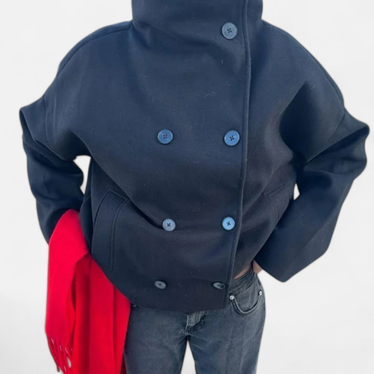 Women's Short Coat with High Collar