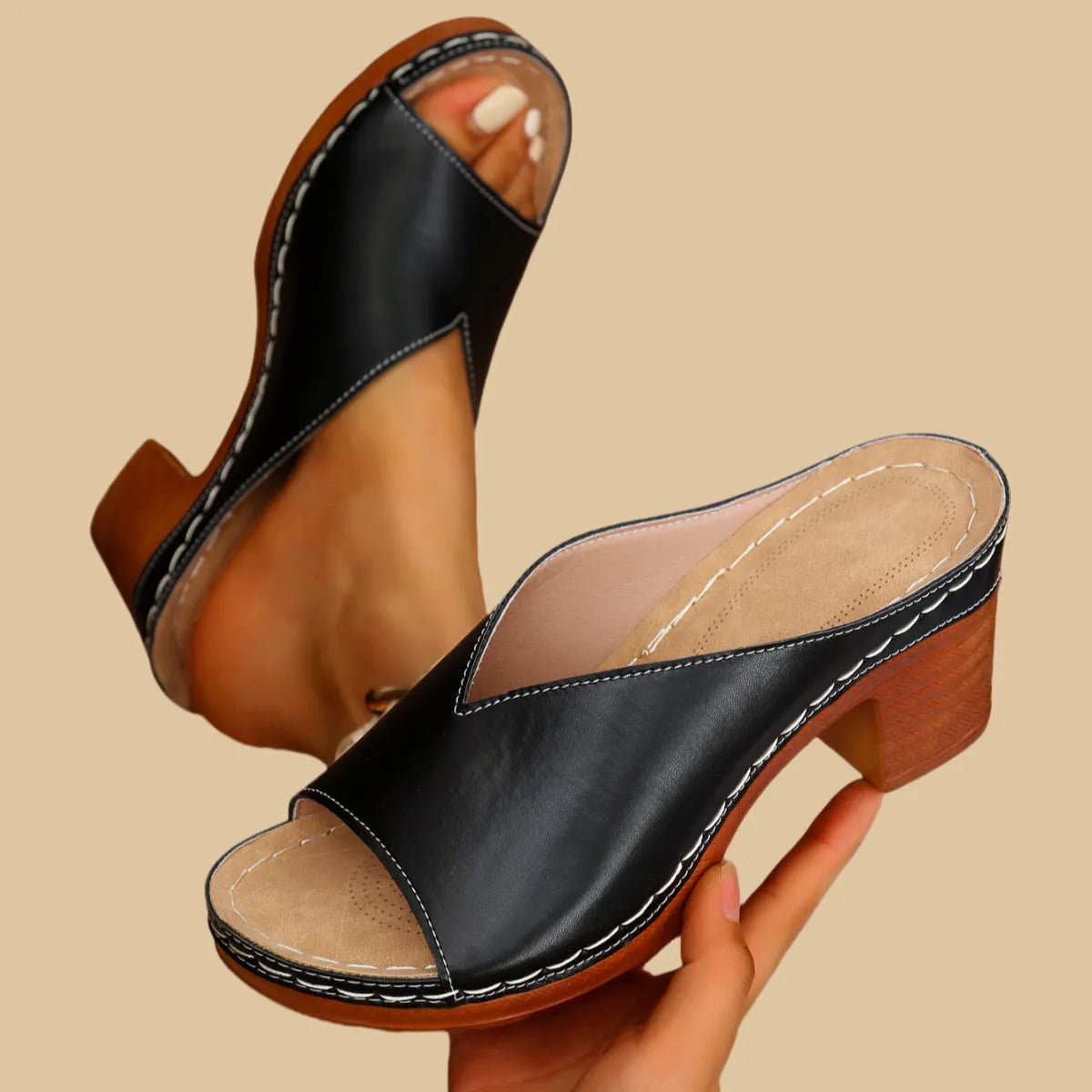 Sandali da donna in pelle con supporto ortopedico