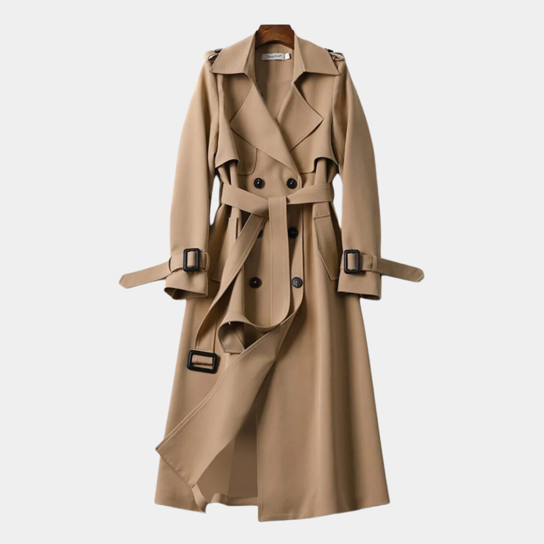 Women's Long Trench Coat Premium Fabric Winter Warmth