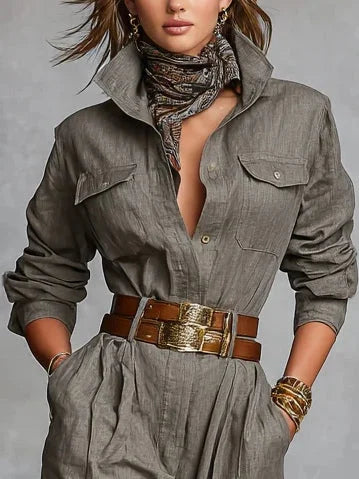 Women's Jumpsuit Linen-Cotton Blend