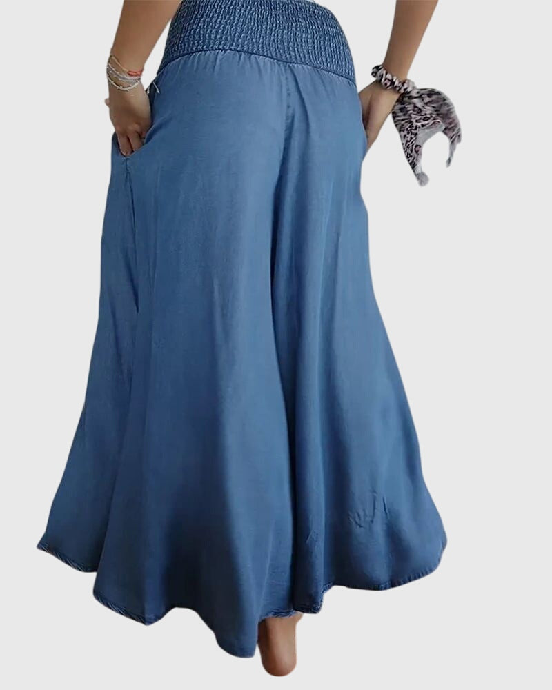 Women's Wide-Leg Pants Denim side pockets