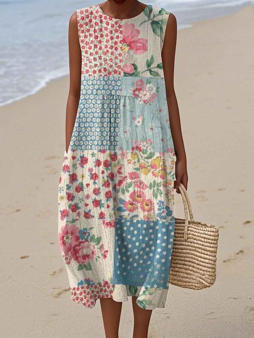 Women's Summer Dress vertical stripe pattern