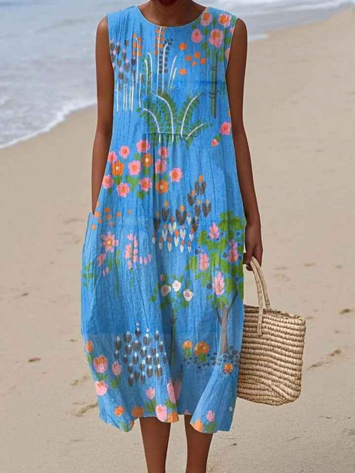 Women's Summer Dress vertical stripe pattern