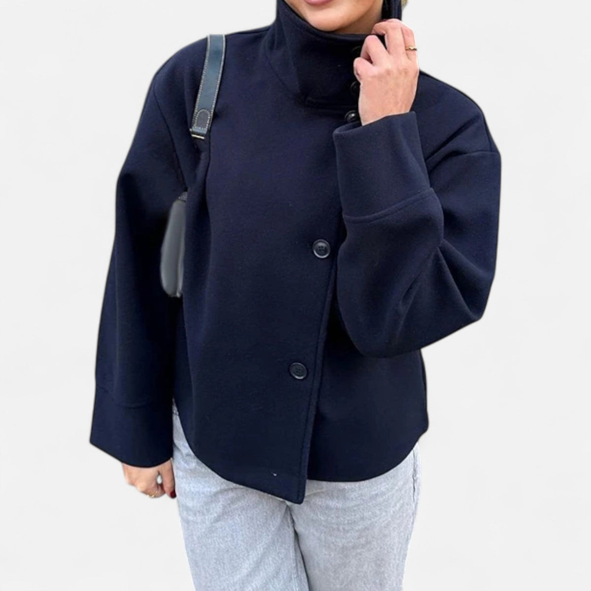 Women's Short Coat with High Collar
