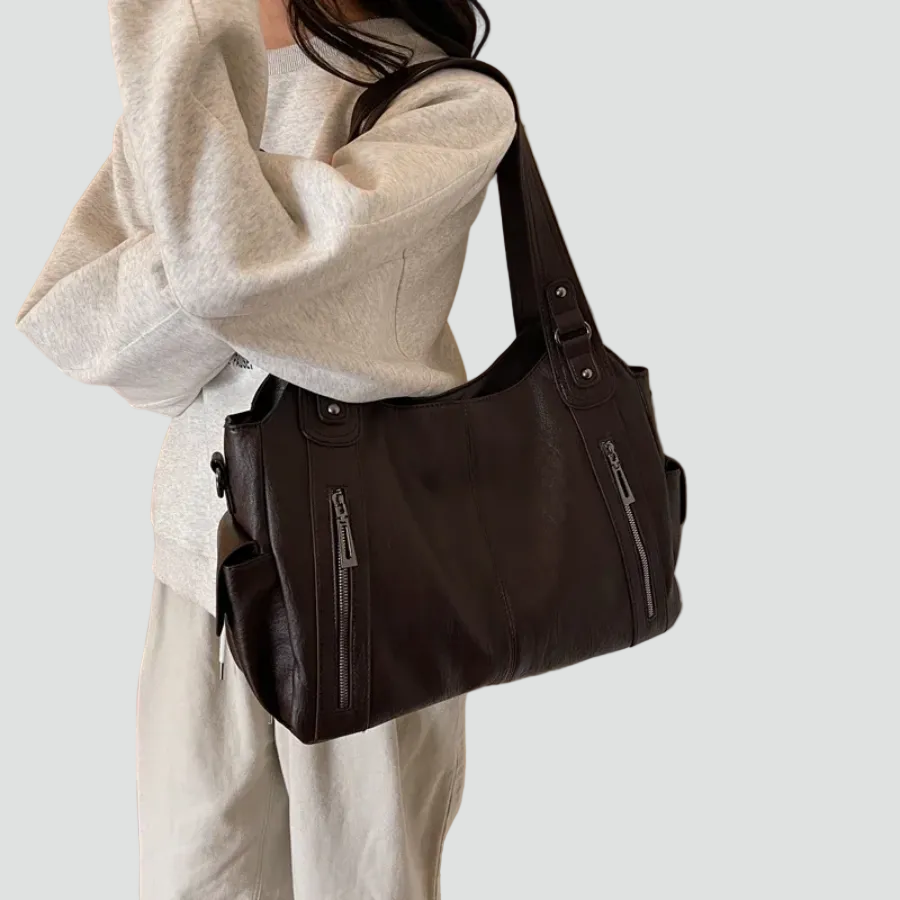 Ampia borsa tote da donna a spalla in pelle sintetica