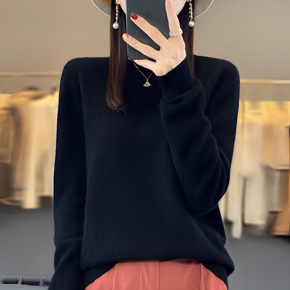 Women's Knit Sweater Round Neck Sophisticated Cut