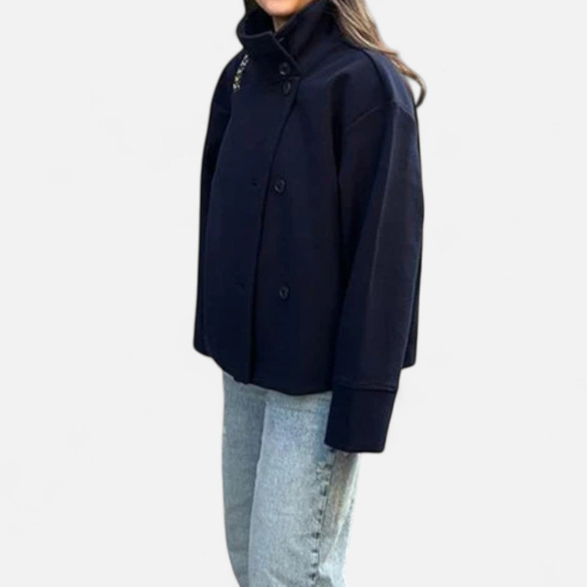 Women's Short Coat with High Collar