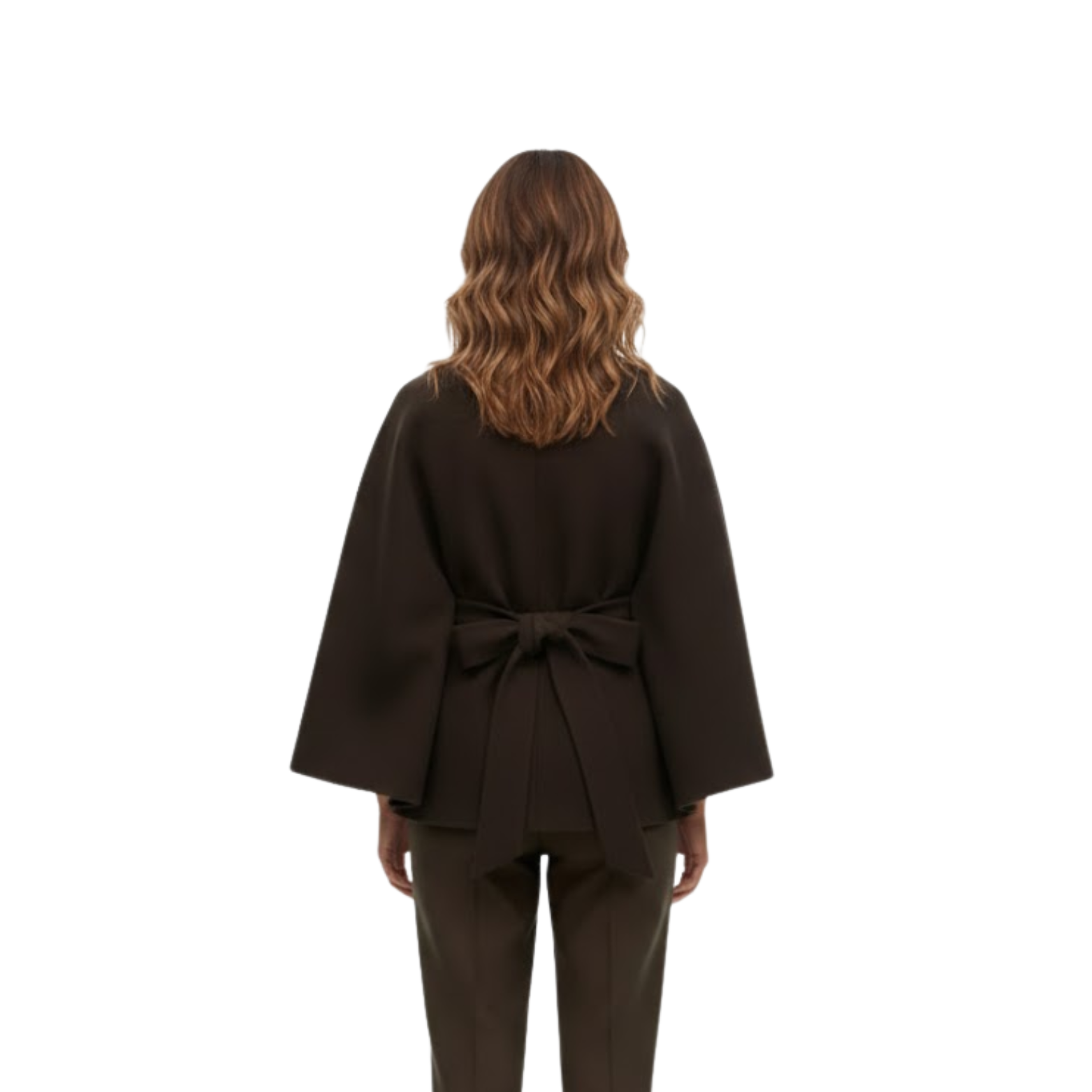 Women's Cape Coat High Neck Belted Asymmetric Closure