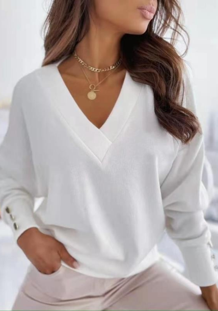 Women's V-Neck Sweater Relaxed Fit Flattering Neckline