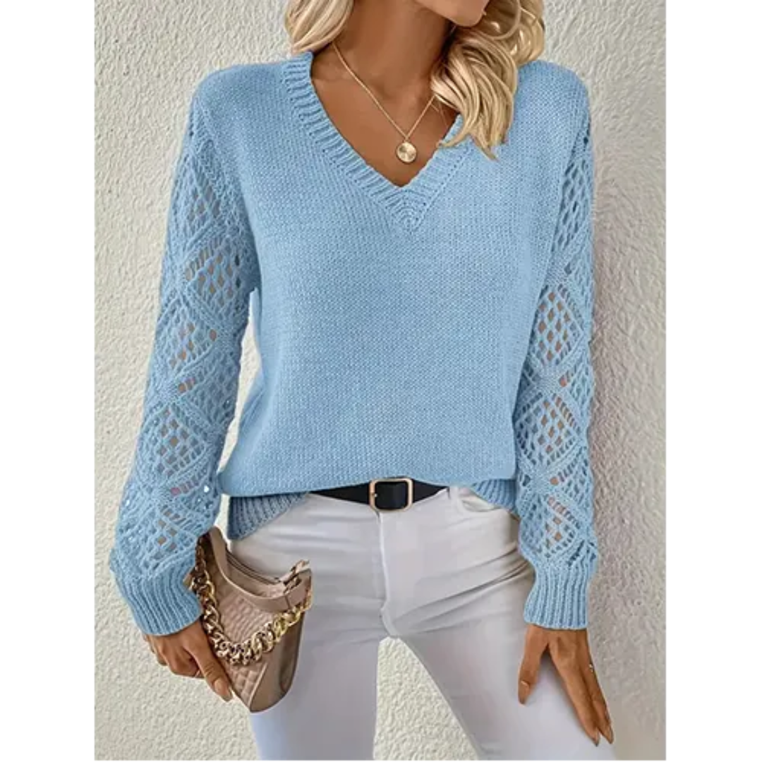 Women's V-Neck Sweater Soft Knit Relaxed Cut