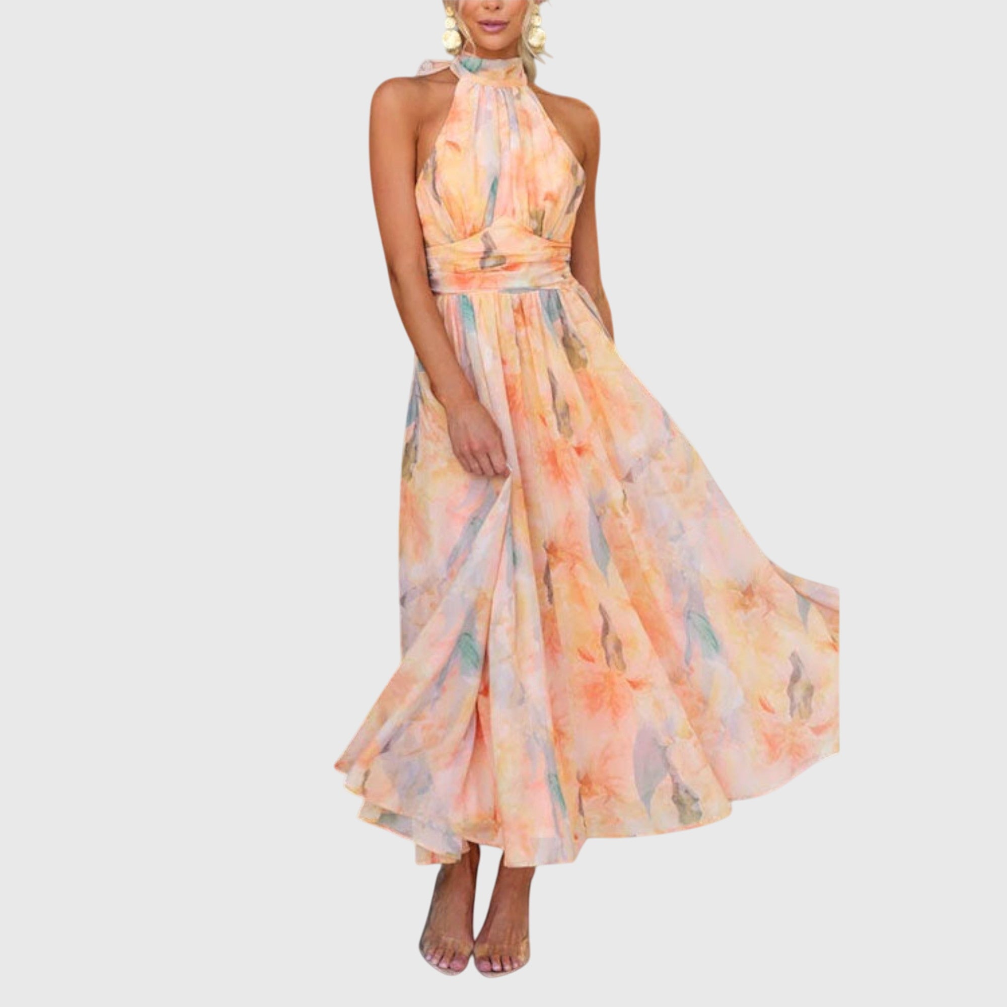 Robe longue femme à col halter  