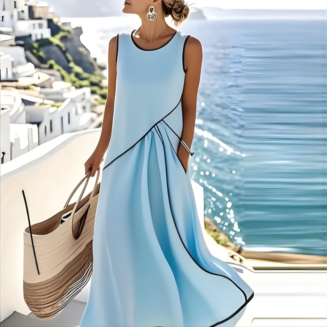 Women's Summer Dress vertical stripe pattern