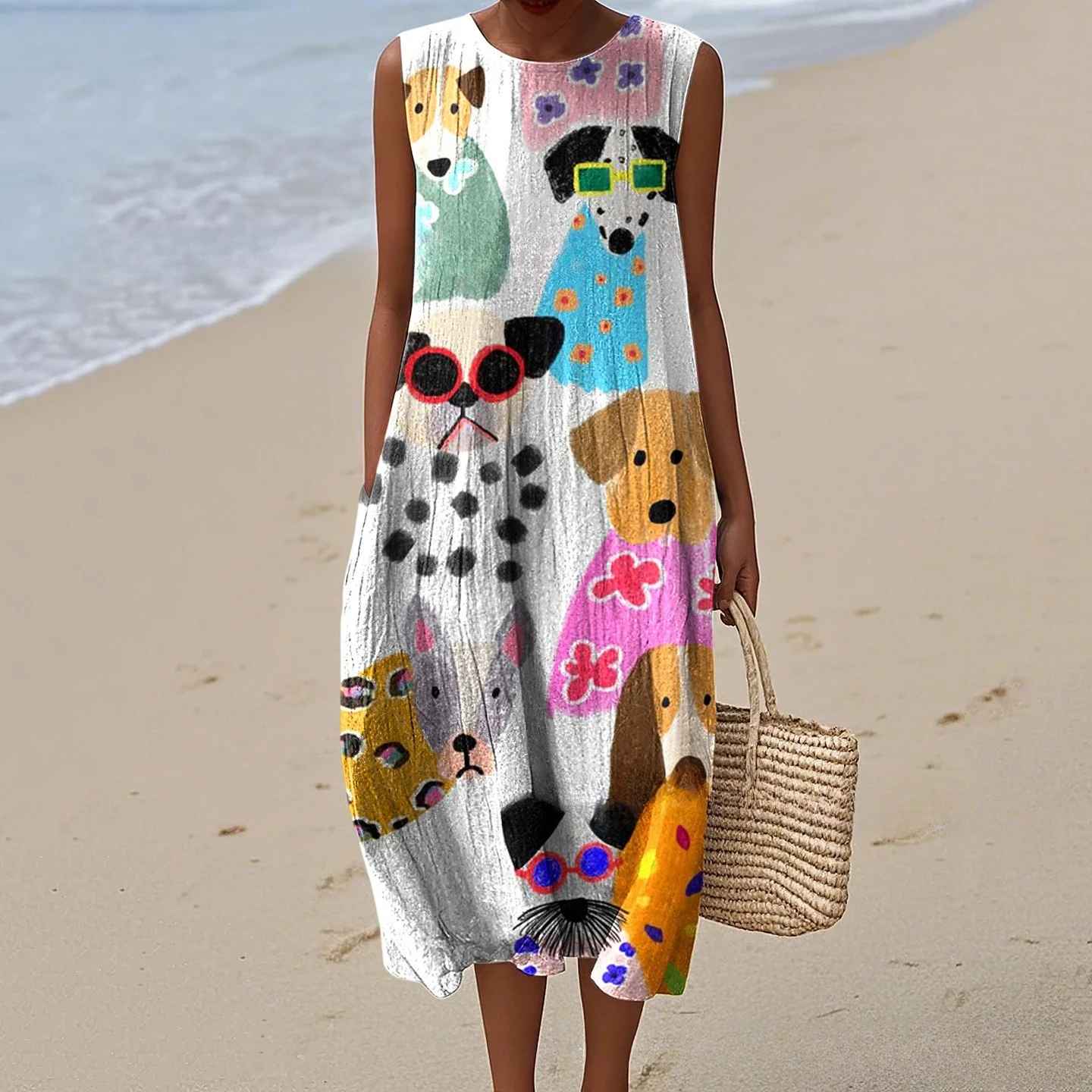 Women's Summer Dress vertical stripe pattern