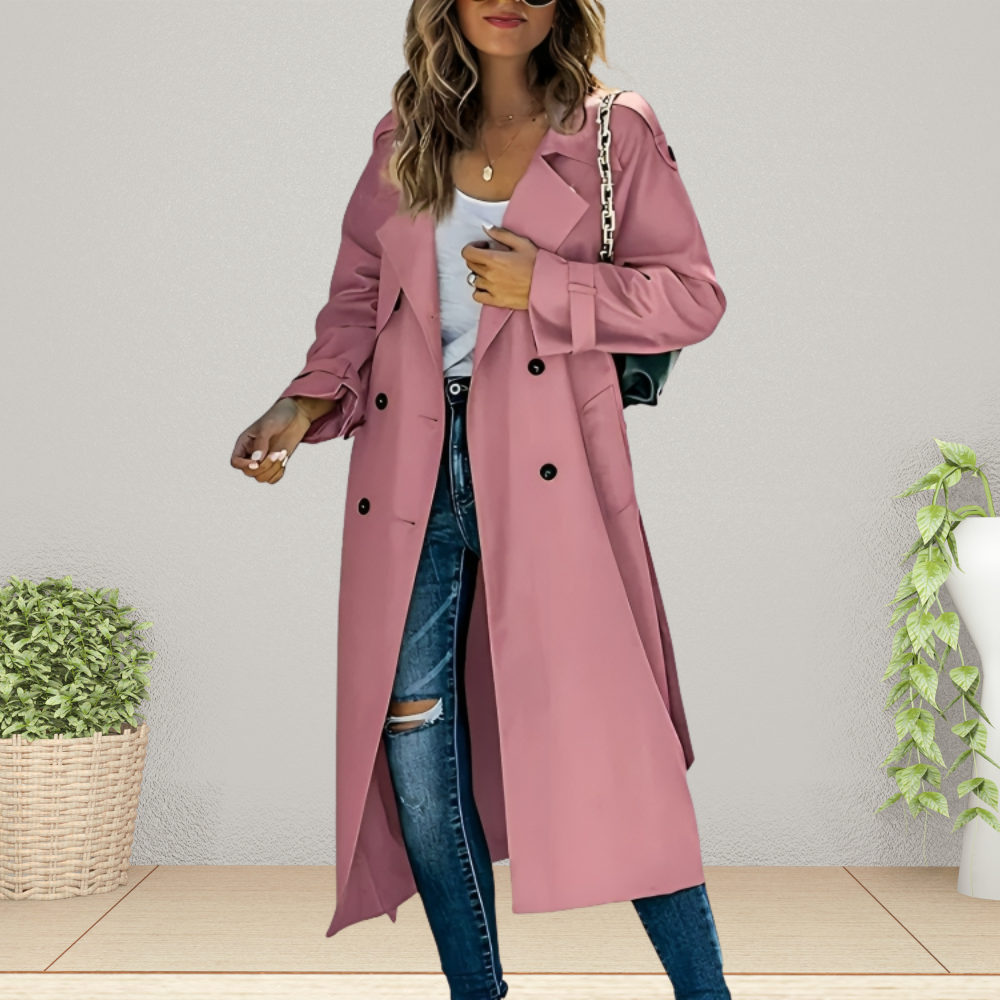 Women's Trench Coat Double-Breasted Turn-Down Collar