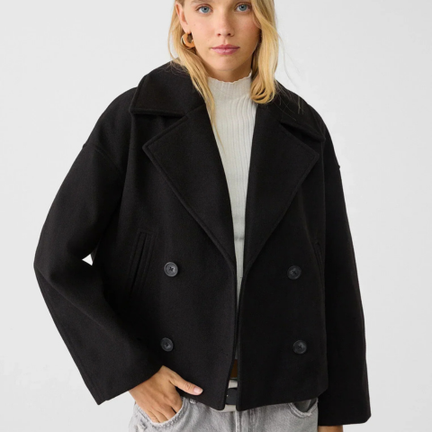 Women's Short Double-Breasted Coat Tailored Silhouette