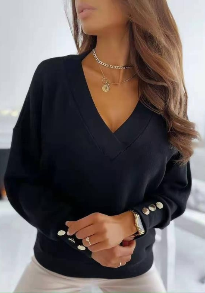 Women's V-Neck Sweater Relaxed Fit Flattering Neckline