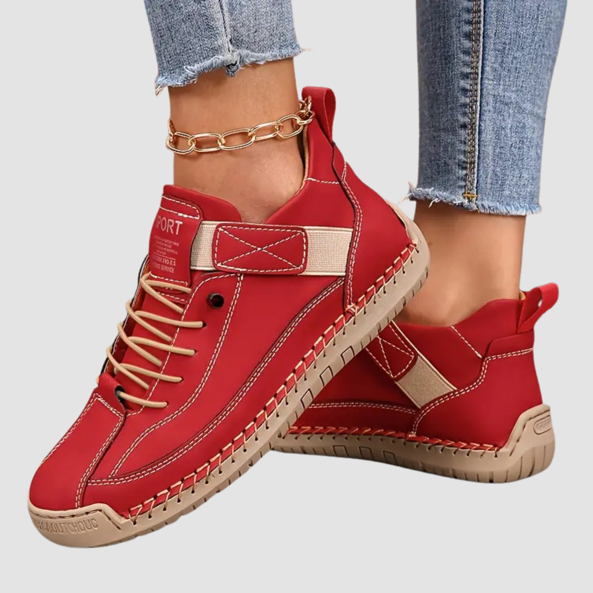 Zapatillas de cuero para mujer con soporte ortopédico