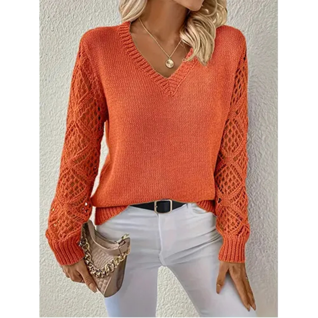Women's V-Neck Sweater Soft Knit Relaxed Cut