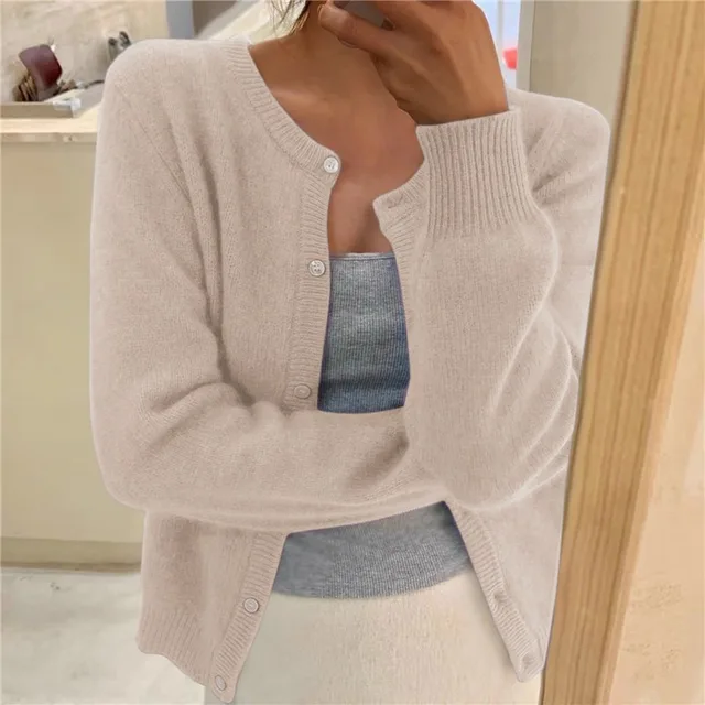 Cárdigan de punto suave para mujer, corte amplio, atemporal y elegante