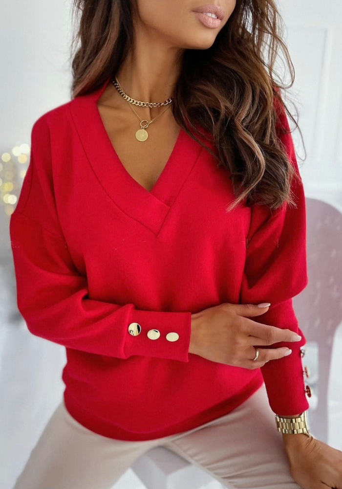 Women's V-Neck Sweater Relaxed Fit Flattering Neckline