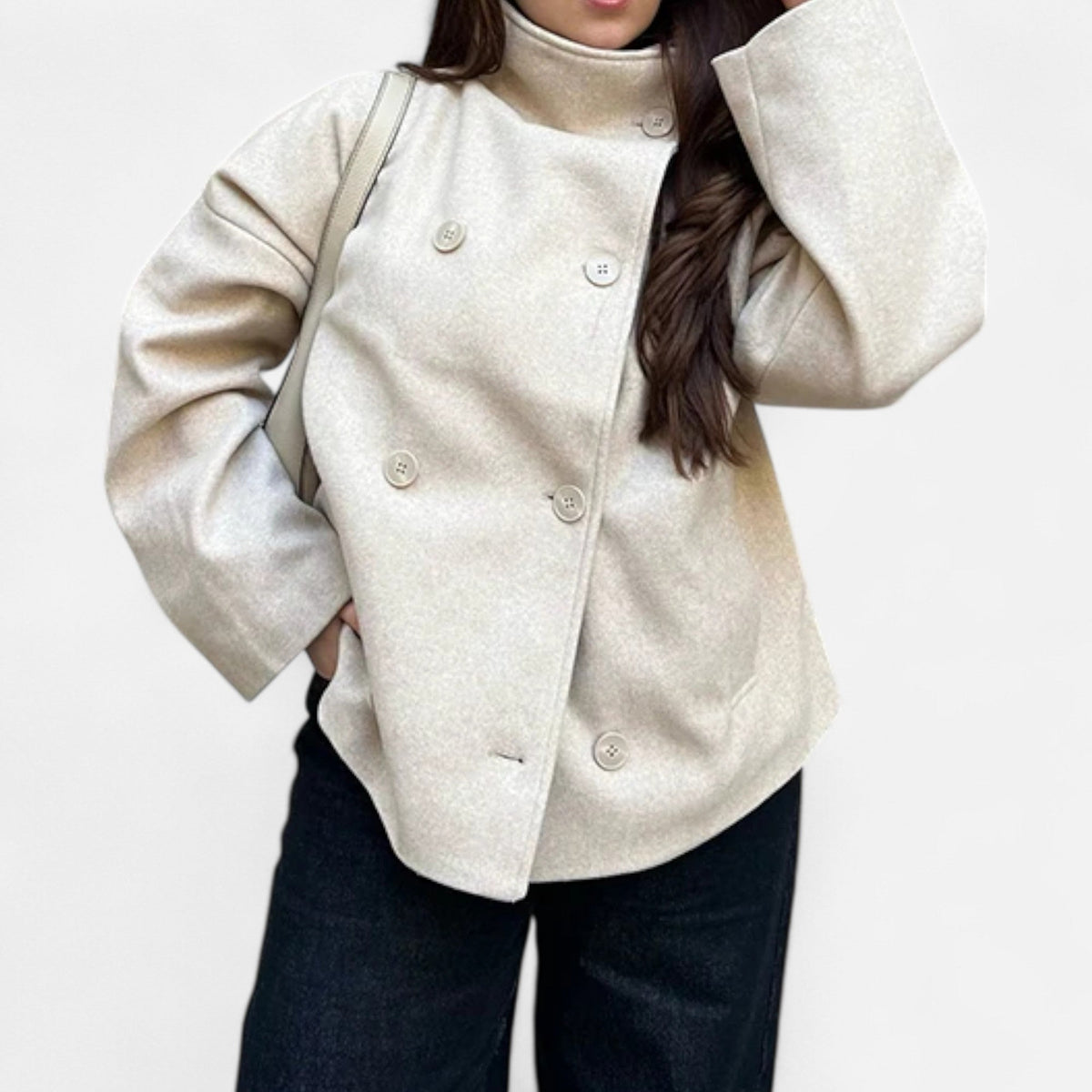 Women's Short Coat with High Collar