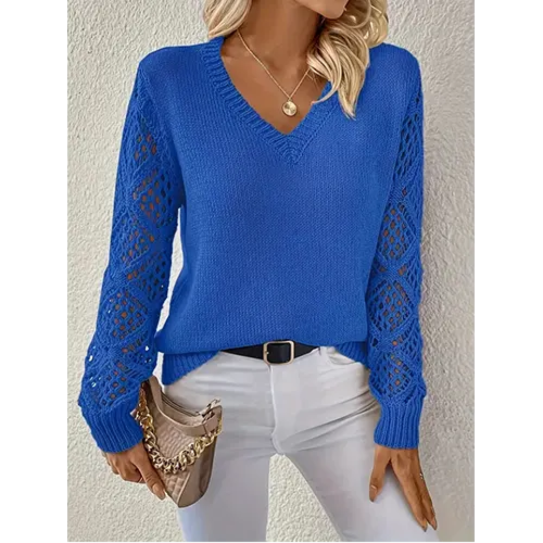 Women's V-Neck Sweater Soft Knit Relaxed Cut