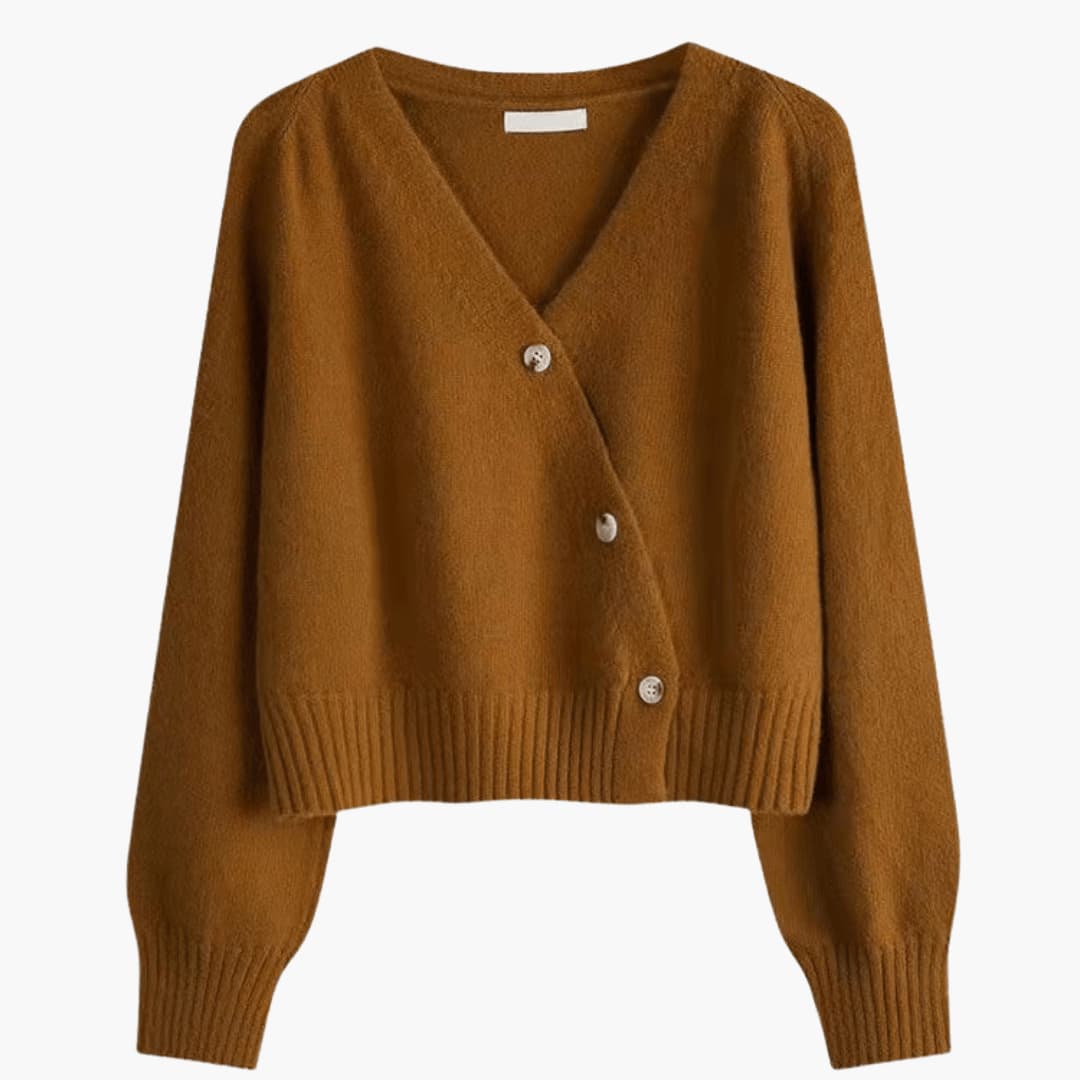 Cardigan da donna con scollo a V, bottoni e bordo a coste