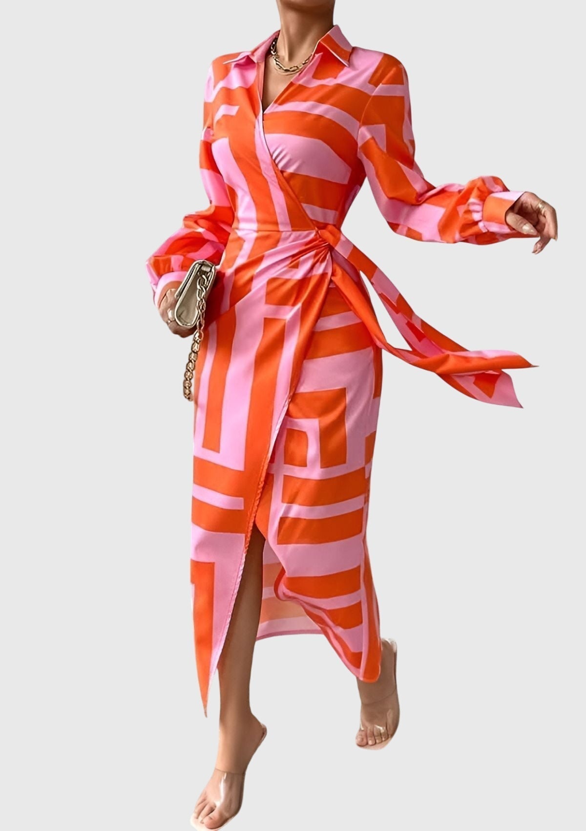 Women's Midi Dress wrap front
