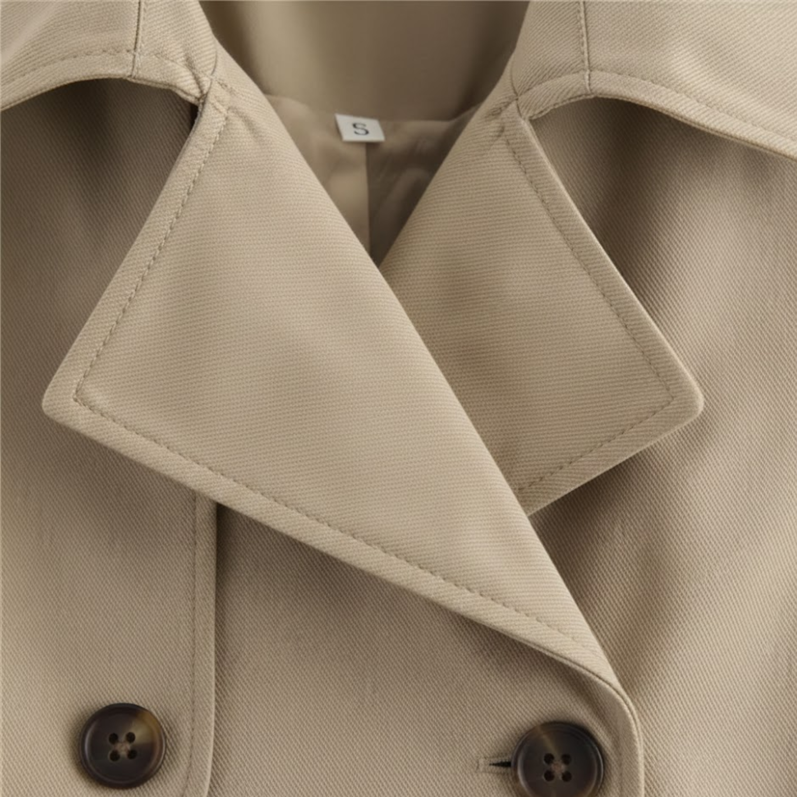 Women's Short Trench Coat Double-Breasted Notch Lapel