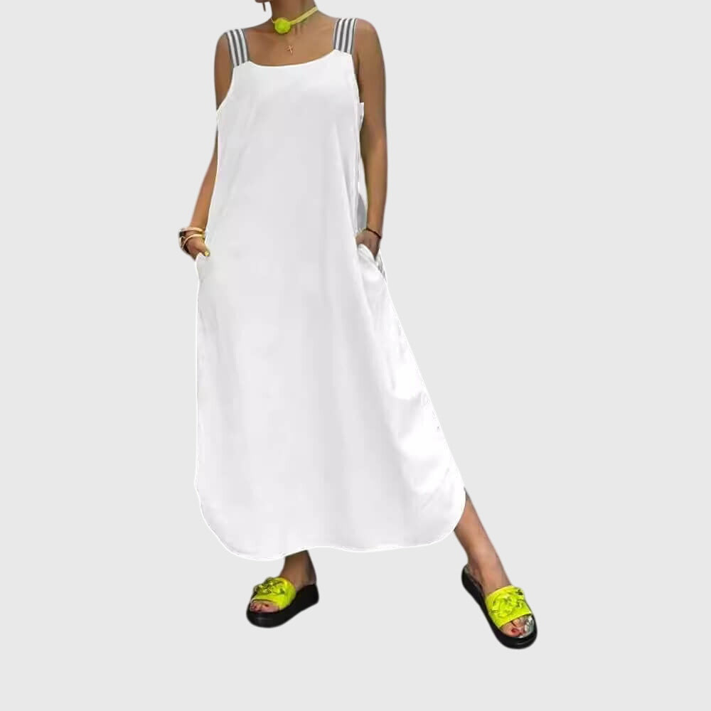 Robe midi pour femmes à motif rayures verticales