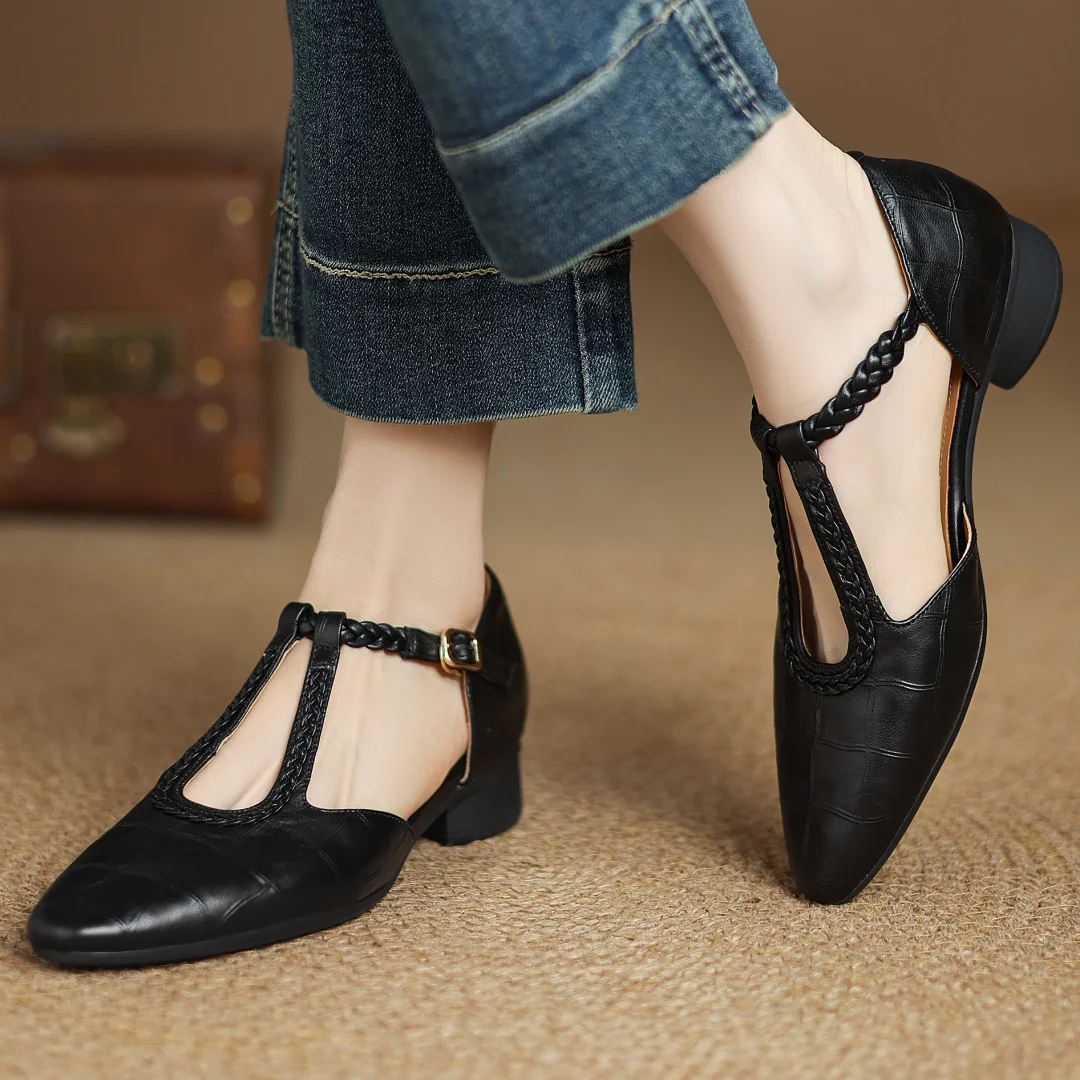 Chaussures Mary Jane pour femmes en cuir