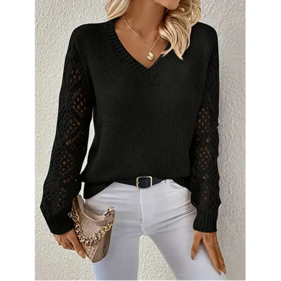 Women's V-Neck Sweater Soft Knit Relaxed Cut