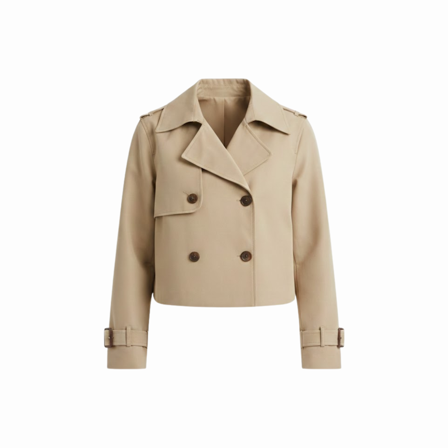 Women's Short Trench Coat Double-Breasted Notch Lapel