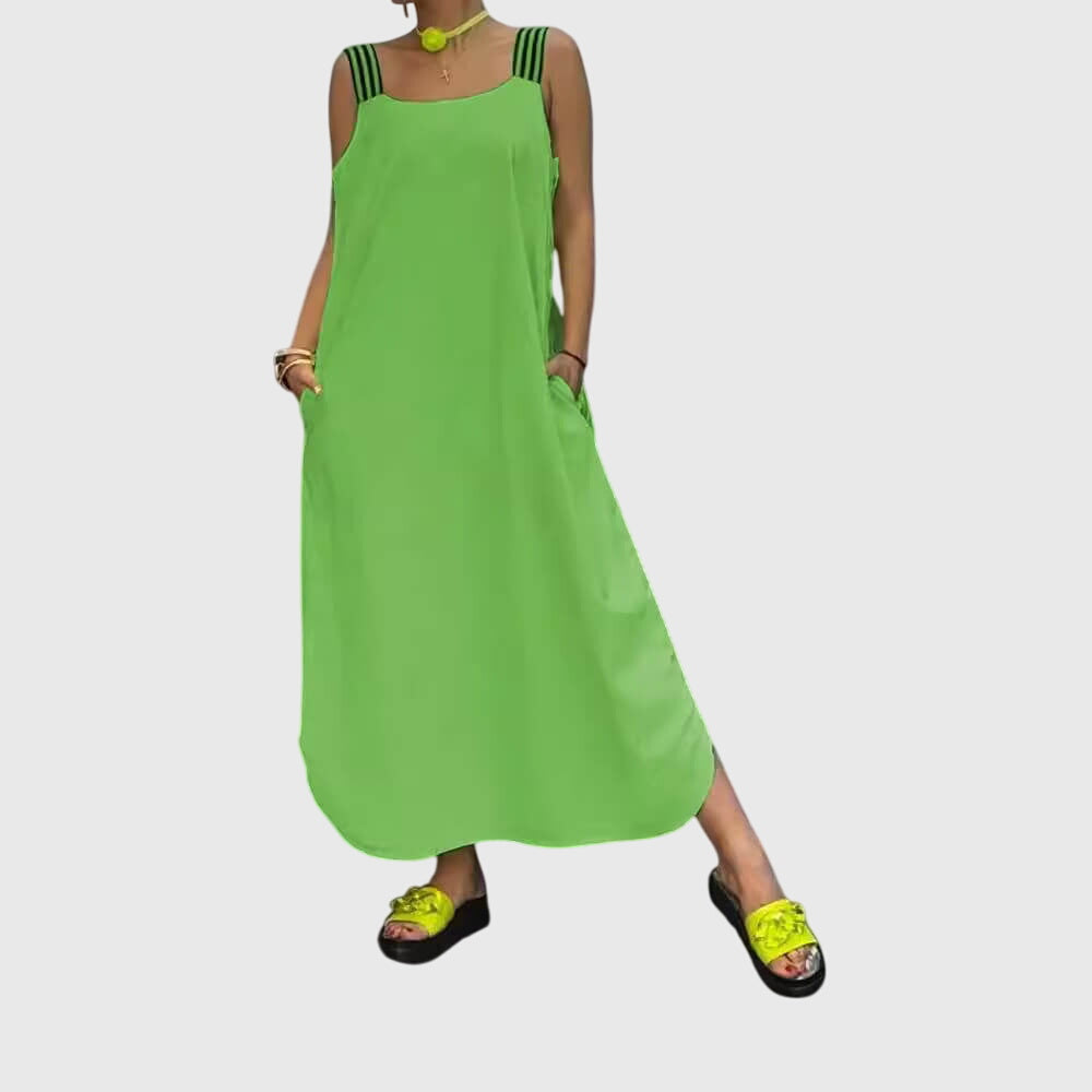 Robe midi pour femmes à motif rayures verticales