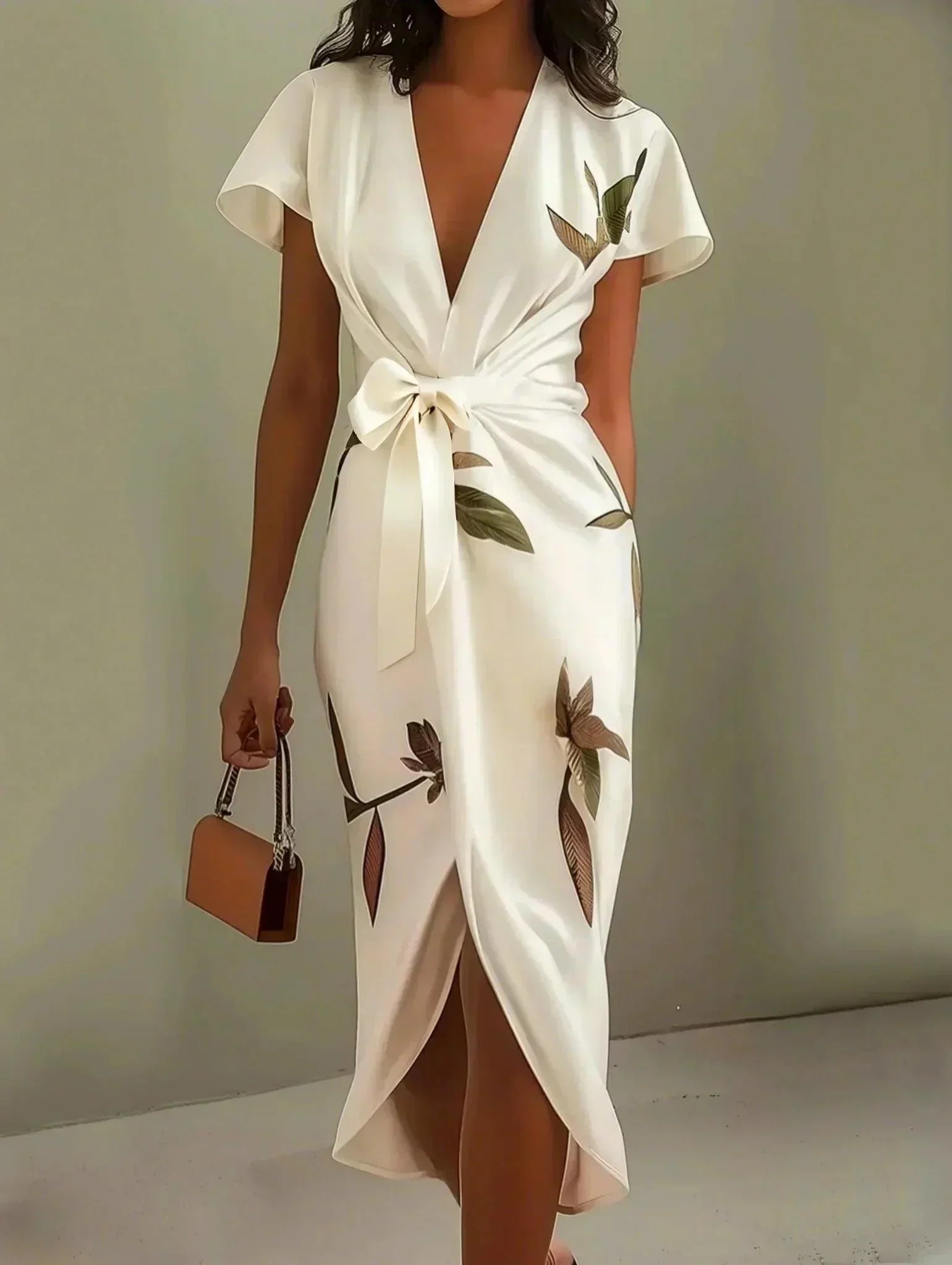 Robe midi femme à nouer devant