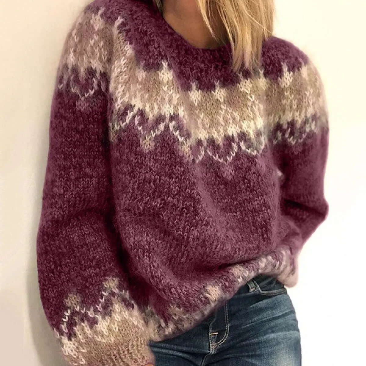 Women's Nordic Knit Sweater Textured Detailing