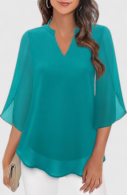 Women's Blouse Denim V-neck