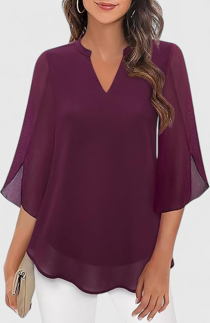 Women's Blouse Denim V-neck