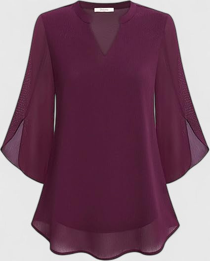 Women's Blouse Denim V-neck