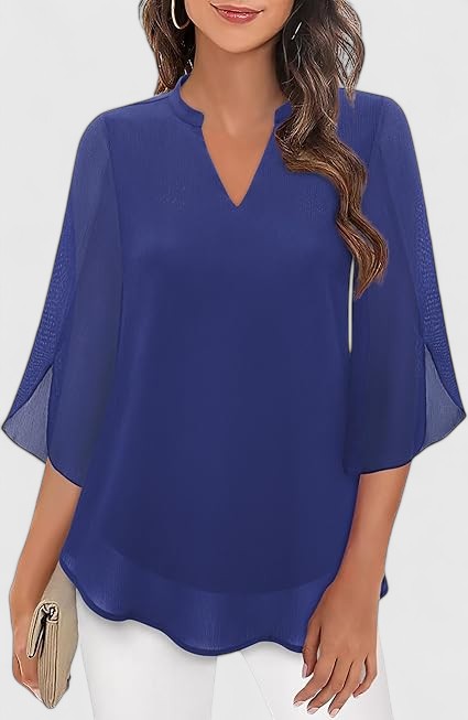 Women's Blouse Denim V-neck
