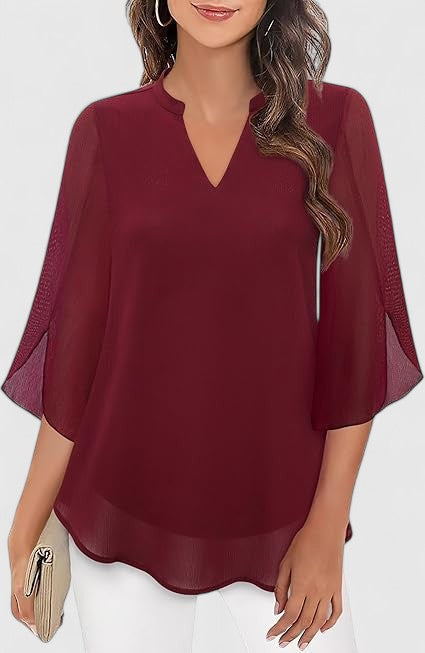 Women's Blouse Denim V-neck
