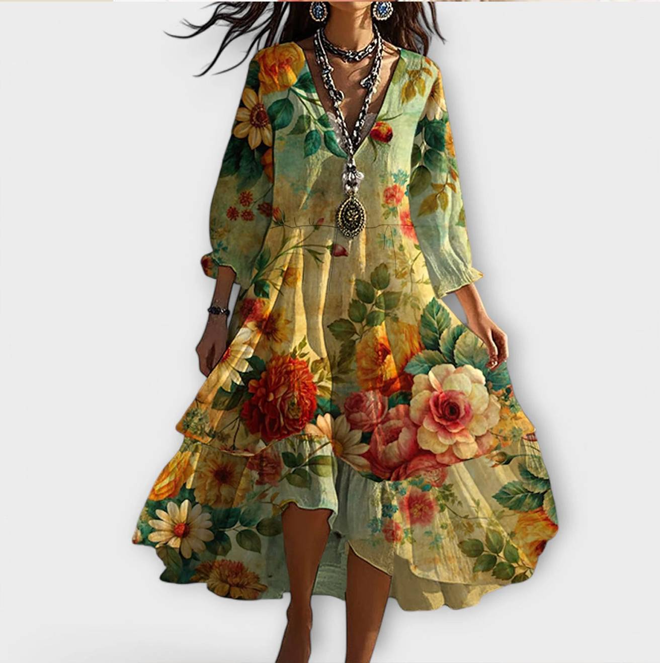 Women's Midi Dress V-neck