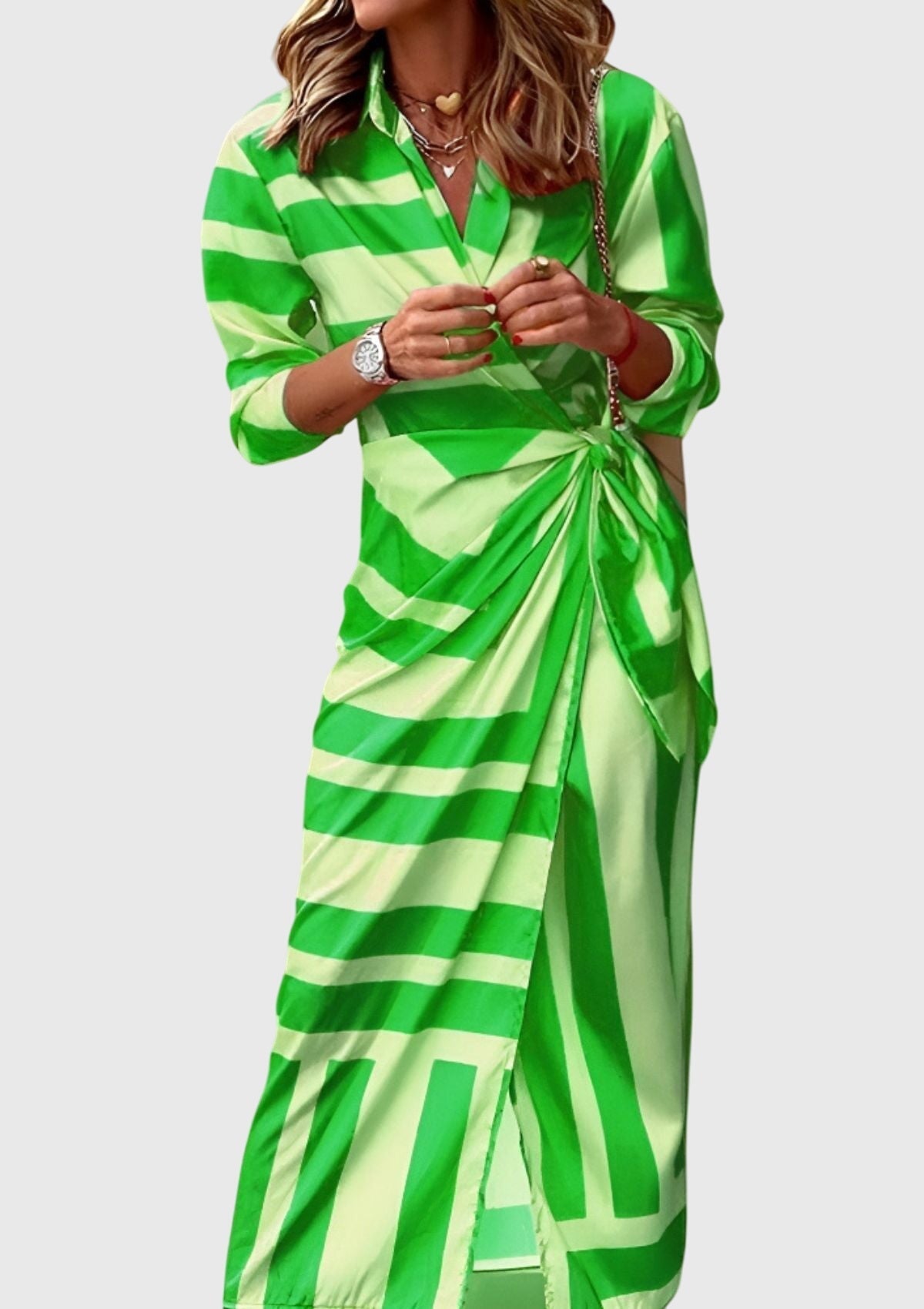 Robe midi femme à nouer devant